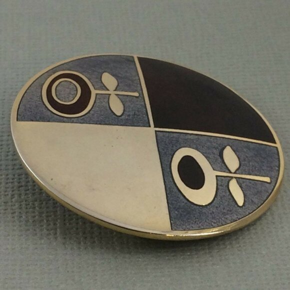 De Passille Sylvestre Enamel Modernist MCM Flower Brooch Pin Vtg Quebec - Picture 12 of 12